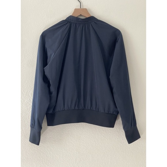 Free People Satin Navy Bomber Jacket Size Small - Picture 6 of 7